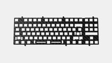 Load image into Gallery viewer, Render of carbon fiber keyboard plate with fixed switch layout and woven texture pattern
