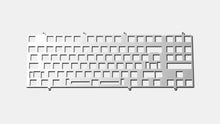 Load image into Gallery viewer, Render of silver aluminum keyboard plate with universal multi-layout switch cutouts