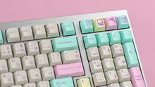 Load image into Gallery viewer, render of GMK CYL Analog Dreams R3 keycaps, close-up on a KC No.1 1800 keyboard showing the numpad, hiragana legends, and novelty keys