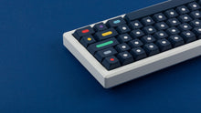 Load image into Gallery viewer, GMK CYL Dots dark base on a white keyboard zoomed in on right back