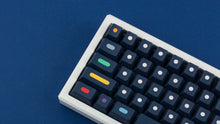 Load image into Gallery viewer, GMK CYL Dots dark base on a white keyboard zoomed in on left