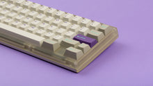 Load image into Gallery viewer, GMK CYL Hyperbeige on a frosted keyboard close up on right side
