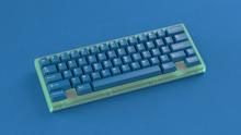 Load image into Gallery viewer, render of GMK CYL Masterpiece R2 keycaps on mint green acrylic Beetle 60 keyboard, wide view