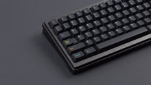 Load image into Gallery viewer, Monokai Material V2 on a black keyboard close up left side