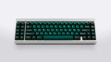 Load image into Gallery viewer, GMK CYL Taiga R2 keycaps on silver aluminum 1800-layout keyboard with macro column, frontal view