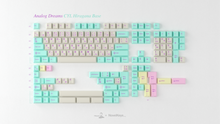 Load image into Gallery viewer, render of the GMK CYL Analog Dreams R3 Hiragana Base kit, flat layout of all included keycaps