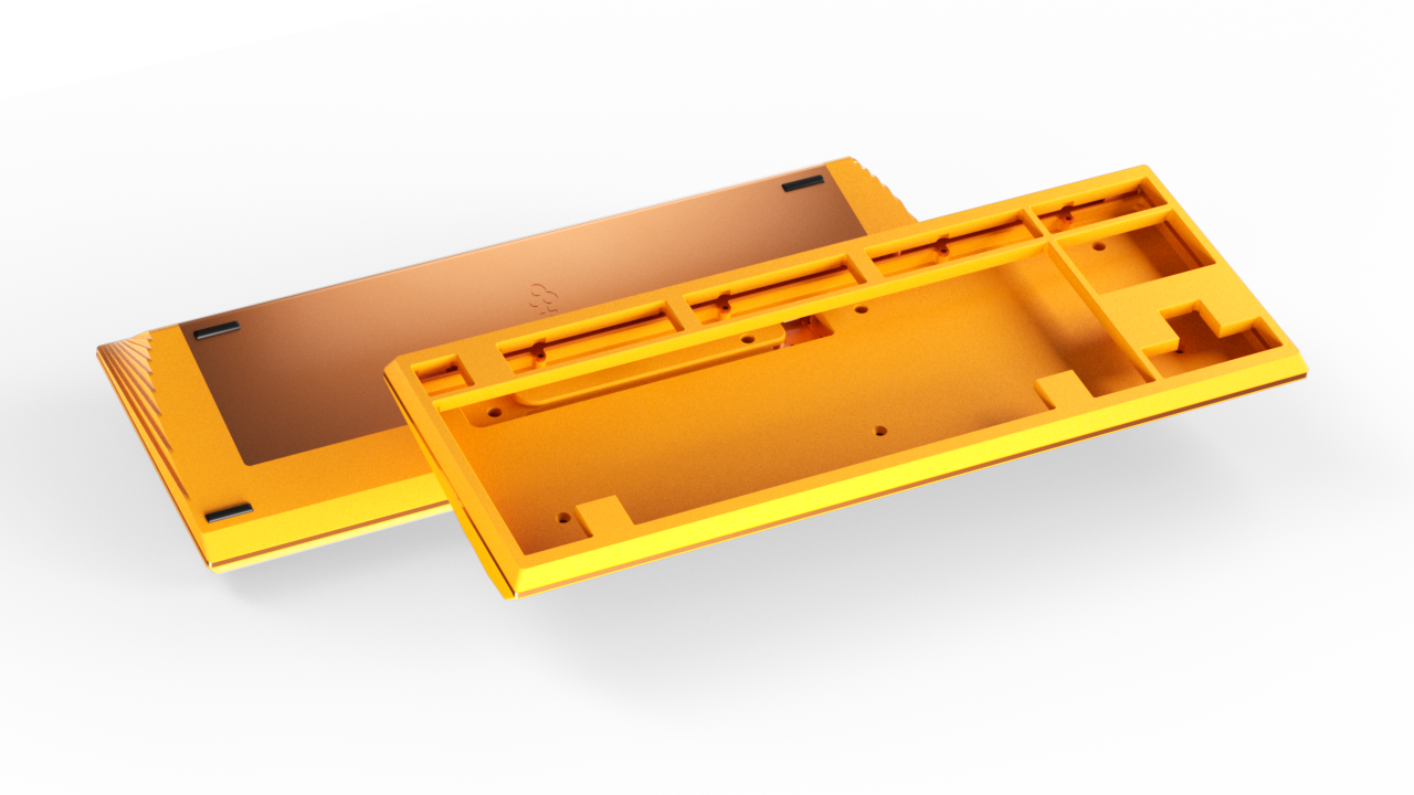 render of Keycult No. 3 yellow with copper accents