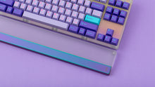Load image into Gallery viewer, Keycult No. 1 / TKL Series 22 with keycaps on purple background with wrist rest top down close up of right side