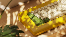 Load image into Gallery viewer, Render of DCS Cream Cheese R3 keycaps on dark navy keyboard, wide angle view