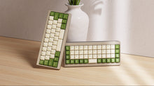 Load image into Gallery viewer, Render of DCS Cream Cheese R3 keycaps on white keyboard, top-down wide view
