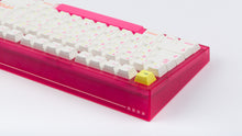 Load image into Gallery viewer, pink tfue themed keyboard with tfue keycaps back view left side