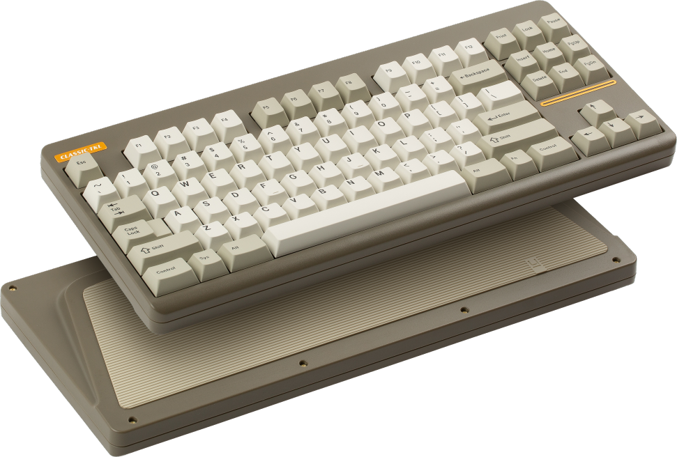 CLASSIC-TKL Underscore in Boulder colorway, top and bottom views.